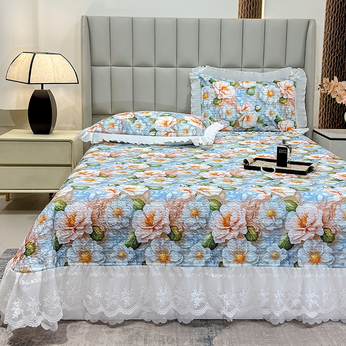 91家纺网 家纺一手货源 找家纺 冬然家纺 2026新款数码印花纯棉单床盖床盖单件单品床盖 花香四季