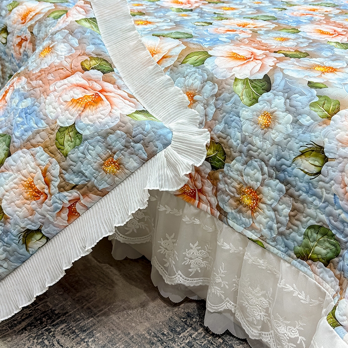 91家纺网 家纺一手货源 找家纺 冬然家纺 2026新款数码印花纯棉单床盖床盖单件单品床盖 花香四季