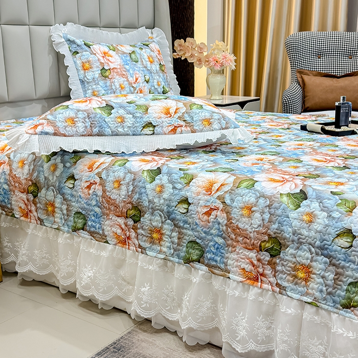 91家纺网 家纺一手货源 找家纺 冬然家纺 2026新款数码印花纯棉单床盖床盖单件单品床盖 花香四季