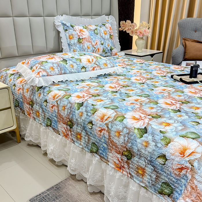 91家纺网 家纺一手货源 找家纺 冬然家纺 2026新款数码印花纯棉单床盖床盖单件单品床盖 花香四季