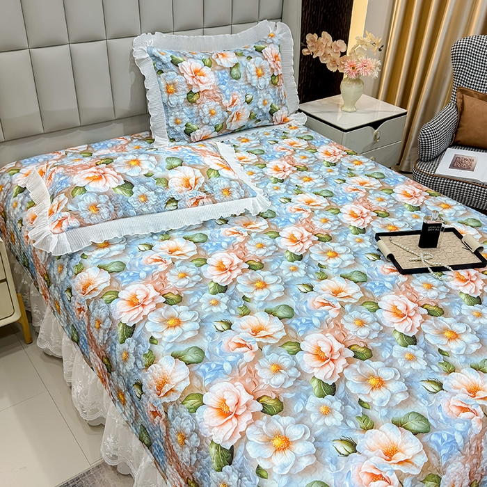 91家纺网 家纺一手货源 找家纺 冬然家纺 2026新款数码印花纯棉单床盖床盖单件单品床盖 花香四季