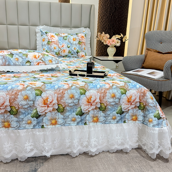 91家纺网 家纺一手货源 找家纺 冬然家纺 2026新款数码印花纯棉单床盖床盖单件单品床盖 花香四季