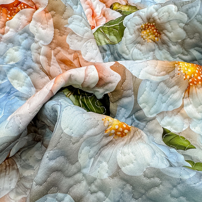 91家纺网 家纺一手货源 找家纺 冬然家纺 2026新款数码印花纯棉单床盖床盖单件单品床盖 花香四季