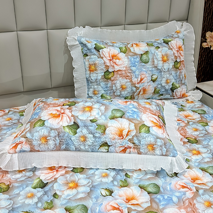 91家纺网 家纺一手货源 找家纺 冬然家纺 2026新款数码印花纯棉单床盖床盖单件单品床盖 花香四季