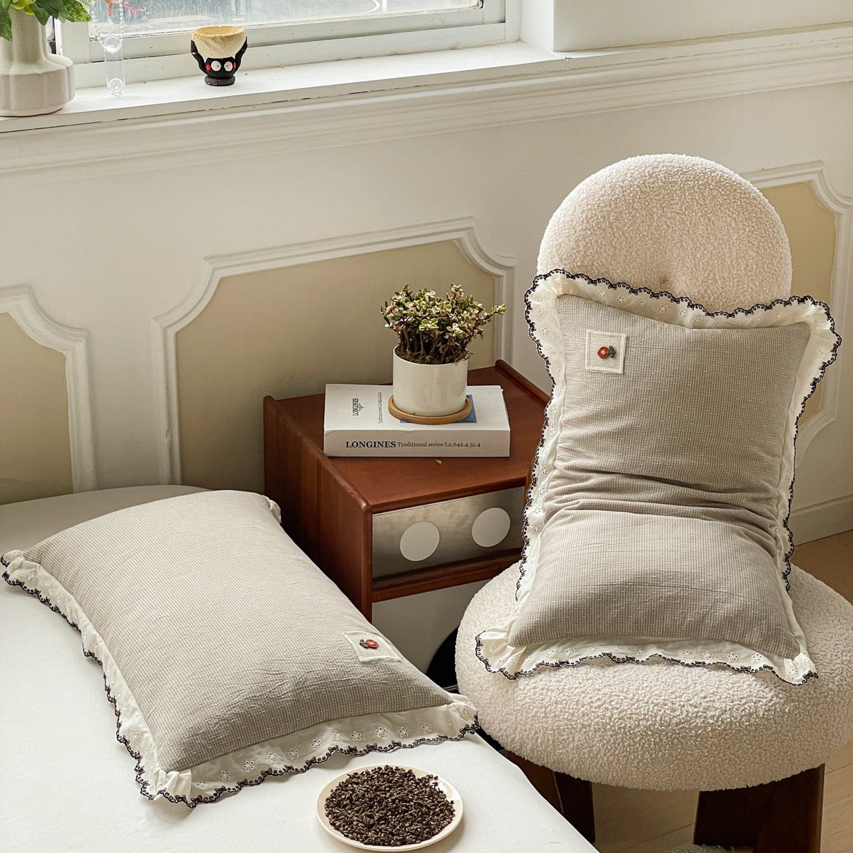 91家纺网 家纺一手货源 找家纺 （总）梦叶草 2026新款全棉马卡龙蕾丝荞麦枕法式风枕枕头枕芯