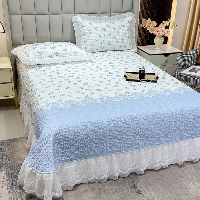 冬然家纺 2026新款数码印花纯棉单床盖床盖单件单品床盖 蓝调花叙