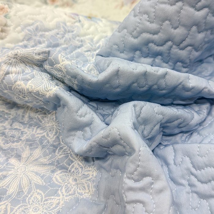 91家纺网 家纺一手货源 找家纺 冬然家纺 2026新款数码印花纯棉单床盖床盖单件单品床盖 蓝调花叙