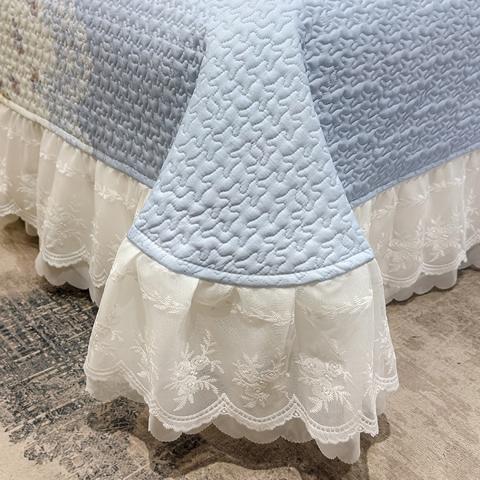 91家纺网 家纺一手货源 找家纺 冬然家纺 2026新款数码印花纯棉单床盖床盖单件单品床盖 蓝调花叙