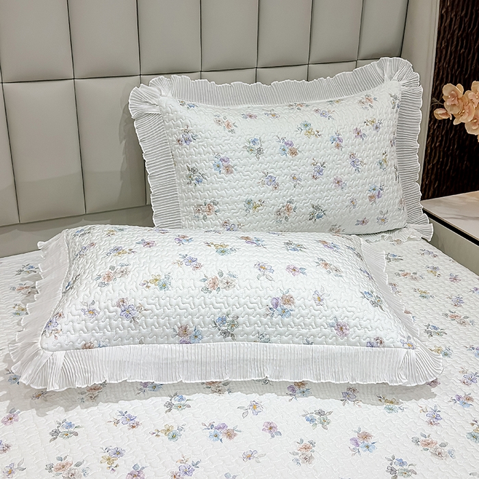 91家纺网 家纺一手货源 找家纺 冬然家纺 2026新款数码印花纯棉单床盖床盖单件单品床盖 蓝调花叙