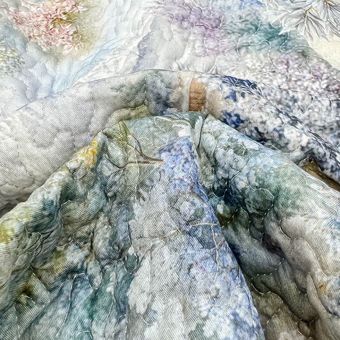 91家纺网 家纺一手货源 找家纺 冬然家纺 2026新款数码印花纯棉单床盖床盖单件单品床盖 山水画