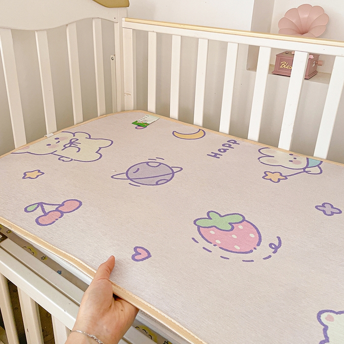 91家纺网 家纺一手货源 找家纺 富馨莱 2026新款幼儿园古藤席冰丝席双面可用儿童凉席双面凉感 巴比兔