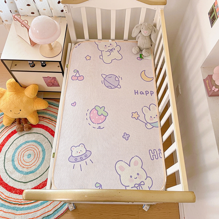 91家纺网 家纺一手货源 找家纺 富馨莱 2026新款幼儿园古藤席冰丝席双面可用儿童凉席双面凉感 巴比兔