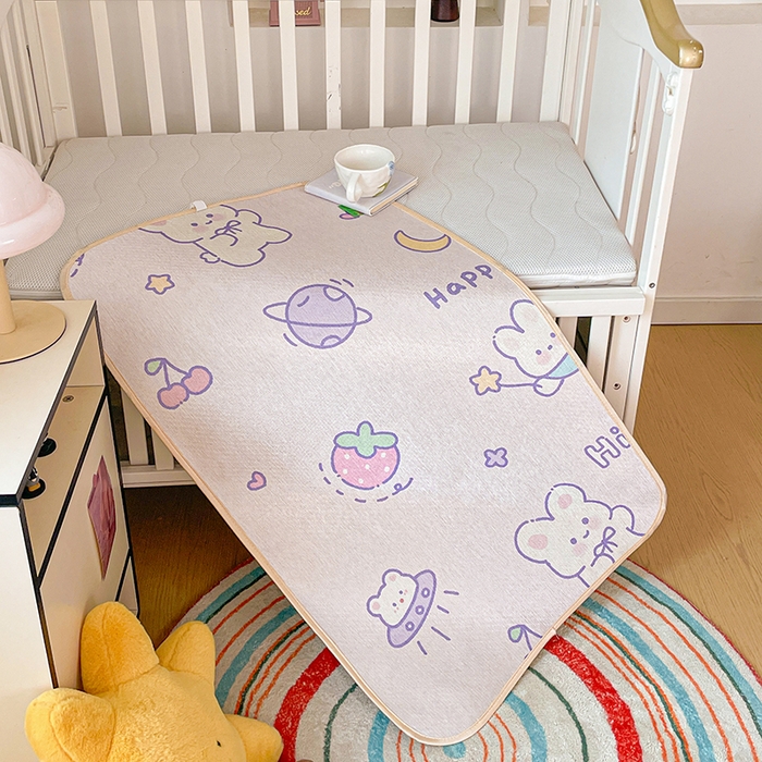 91家纺网 家纺一手货源 找家纺 富馨莱 2026新款幼儿园古藤席冰丝席双面可用儿童凉席双面凉感 巴比兔