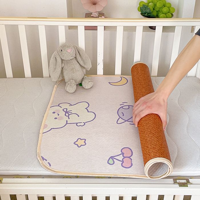 91家纺网 家纺一手货源 找家纺 富馨莱 2026新款幼儿园古藤席冰丝席双面可用儿童凉席双面凉感 巴比兔