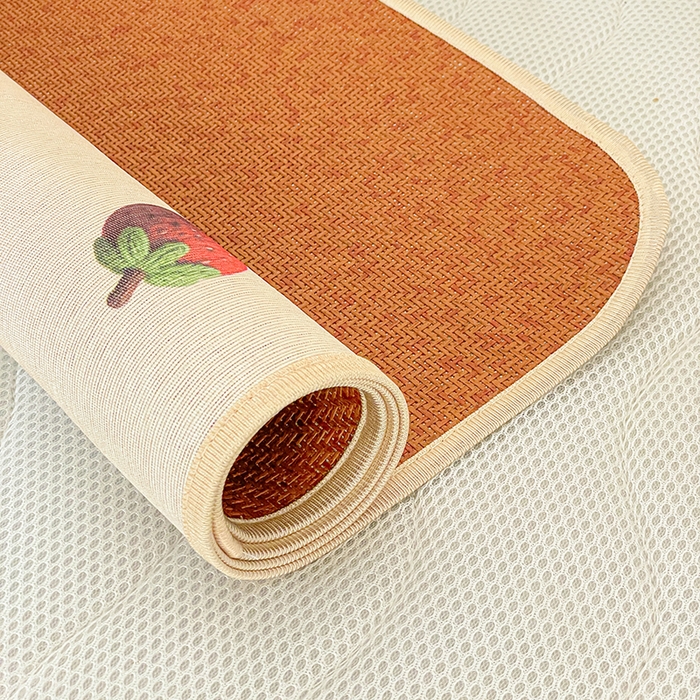 91家纺网 家纺一手货源 找家纺 富馨莱 2026新款幼儿园古藤席冰丝席双面可用儿童凉席双面凉感 彩虹熊