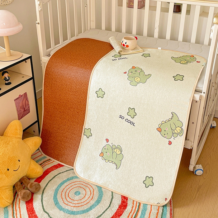 91家纺网 家纺一手货源 找家纺 富馨莱 2026新款幼儿园古藤席冰丝席双面可用儿童凉席双面凉感 独角龙