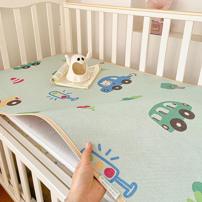 富馨莱 2026新款幼儿园古藤席冰丝席双面可用儿童凉席双面凉感 开心车队