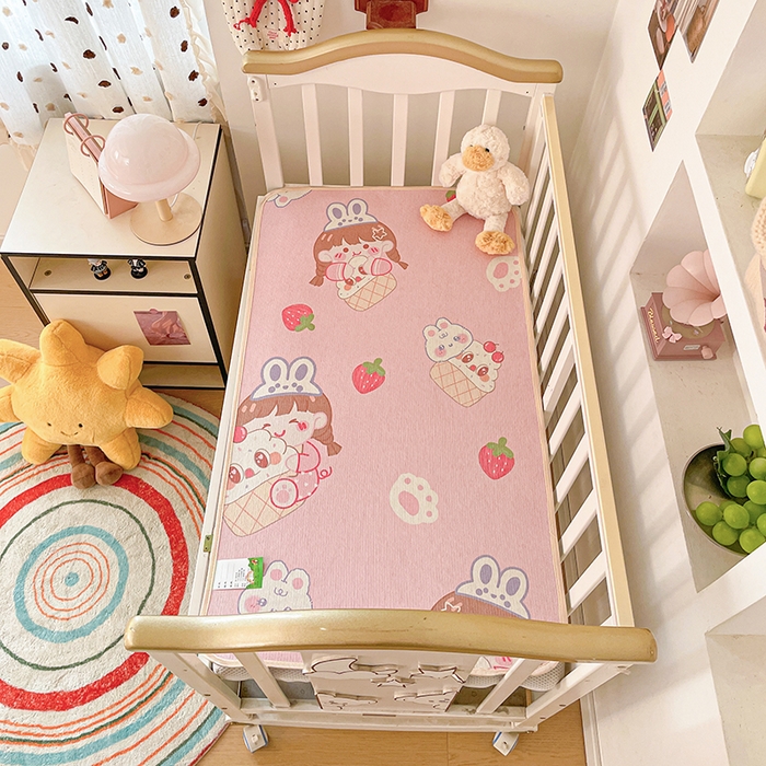 91家纺网 家纺一手货源 找家纺 富馨莱 2026新款幼儿园古藤席冰丝席双面可用儿童凉席双面凉感 可爱女孩