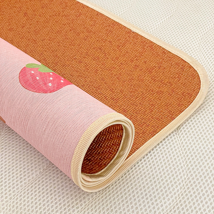 91家纺网 家纺一手货源 找家纺 富馨莱 2026新款幼儿园古藤席冰丝席双面可用儿童凉席双面凉感 可爱女孩