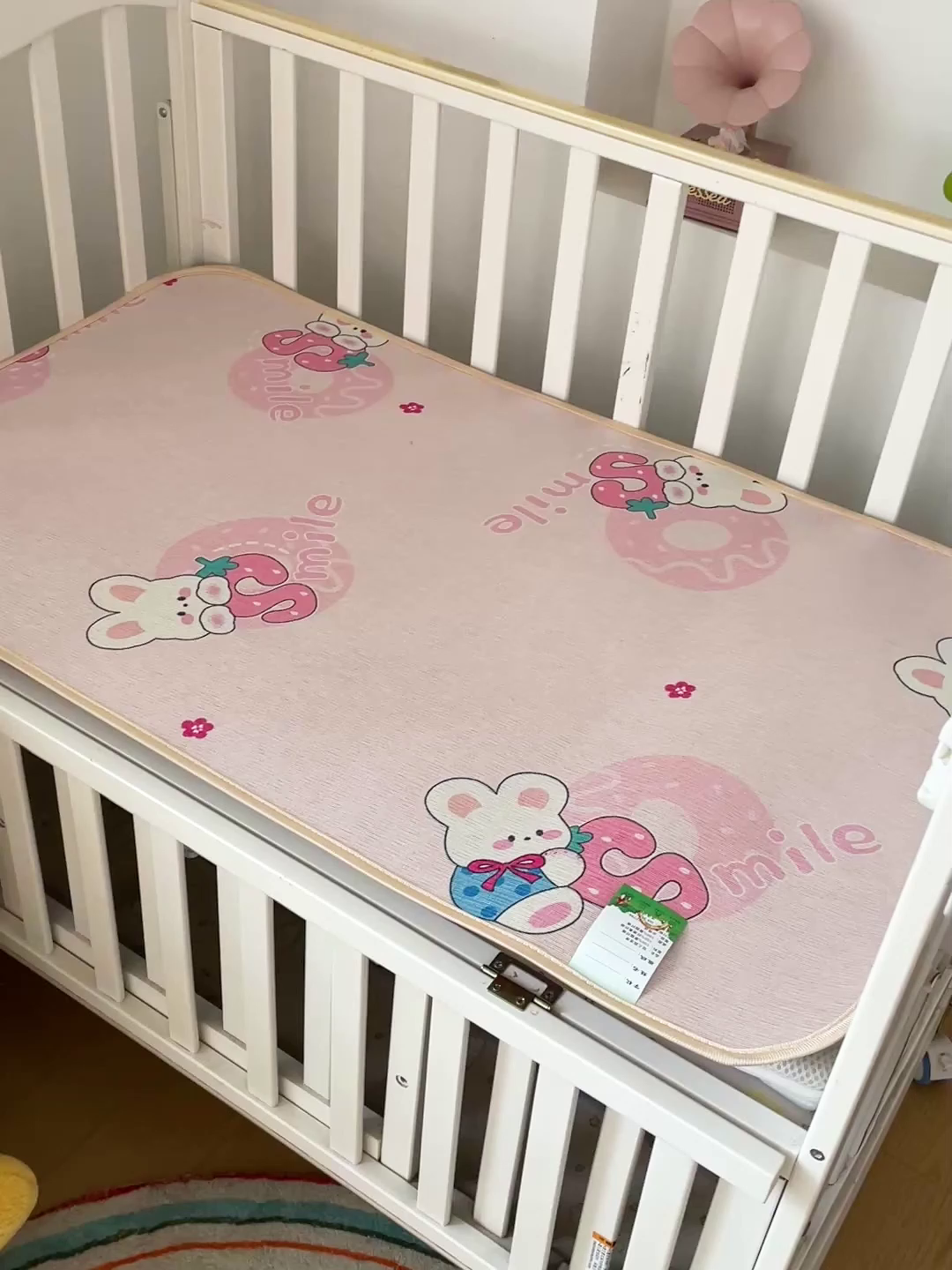 91家纺网 家纺一手货源 找家纺 富馨莱 2026新款幼儿园古藤席冰丝席双面可用儿童凉席双面凉感 糖果兔