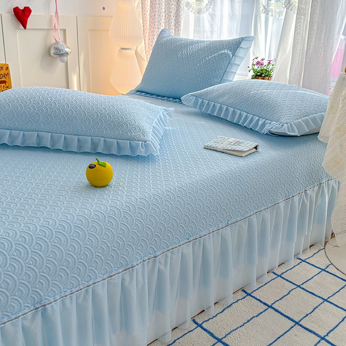 91家纺网 家纺一手货源 找家纺 （总）冬然家纺 2026新款【快乐熊 云朵纹系列】冰豆豆凉席床裙款