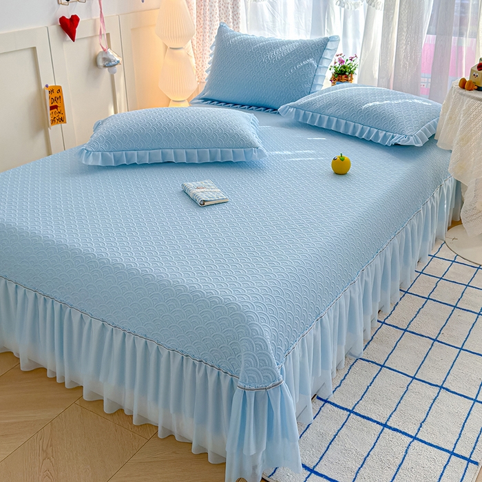 91家纺网 家纺一手货源 找家纺 （总）冬然家纺 2026新款【快乐熊 云朵纹系列】冰豆豆凉席床裙款