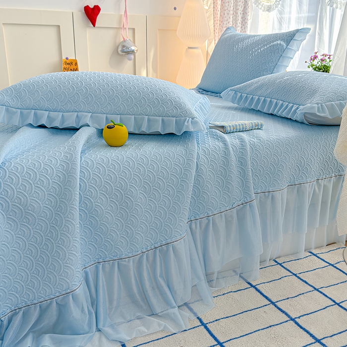 91家纺网 家纺一手货源 找家纺 （总）冬然家纺 2026新款【快乐熊 云朵纹系列】冰豆豆凉席床裙款