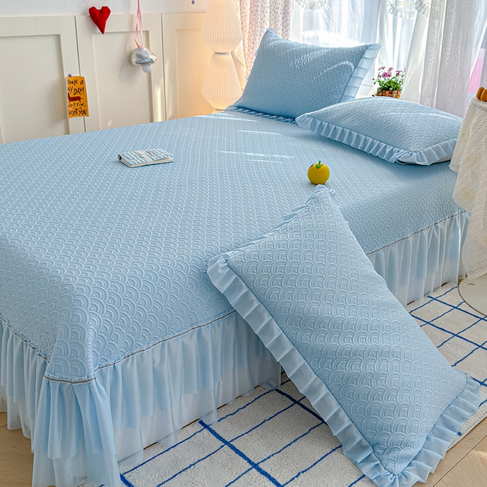 91家纺网 家纺一手货源 找家纺 （总）冬然家纺 2026新款【快乐熊 云朵纹系列】冰豆豆凉席床裙款