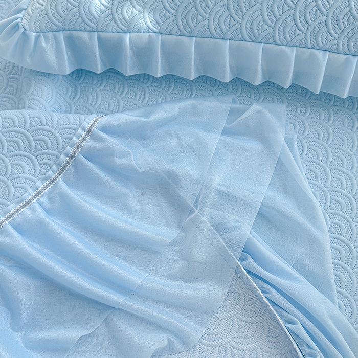 91家纺网 家纺一手货源 找家纺 （总）冬然家纺 2026新款【快乐熊 云朵纹系列】冰豆豆凉席床裙款