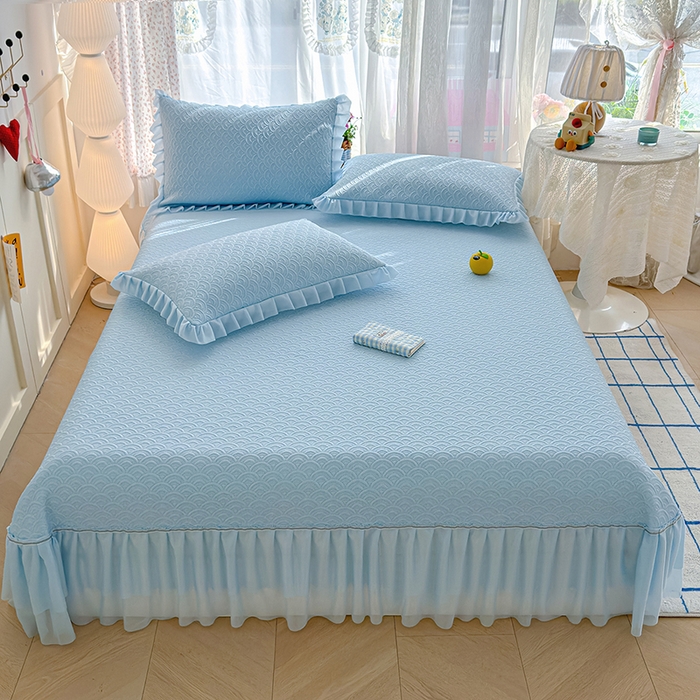 91家纺网 家纺一手货源 找家纺 （总）冬然家纺 2026新款【快乐熊 云朵纹系列】冰豆豆凉席床裙款