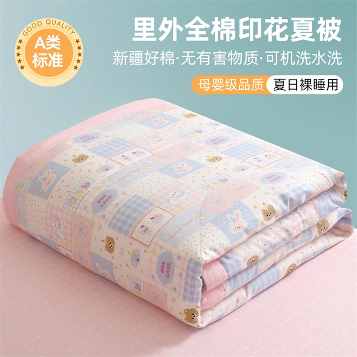 栩裕纺织 2026新款全棉印染棉花夏被夏凉被空调被 甜心乐园