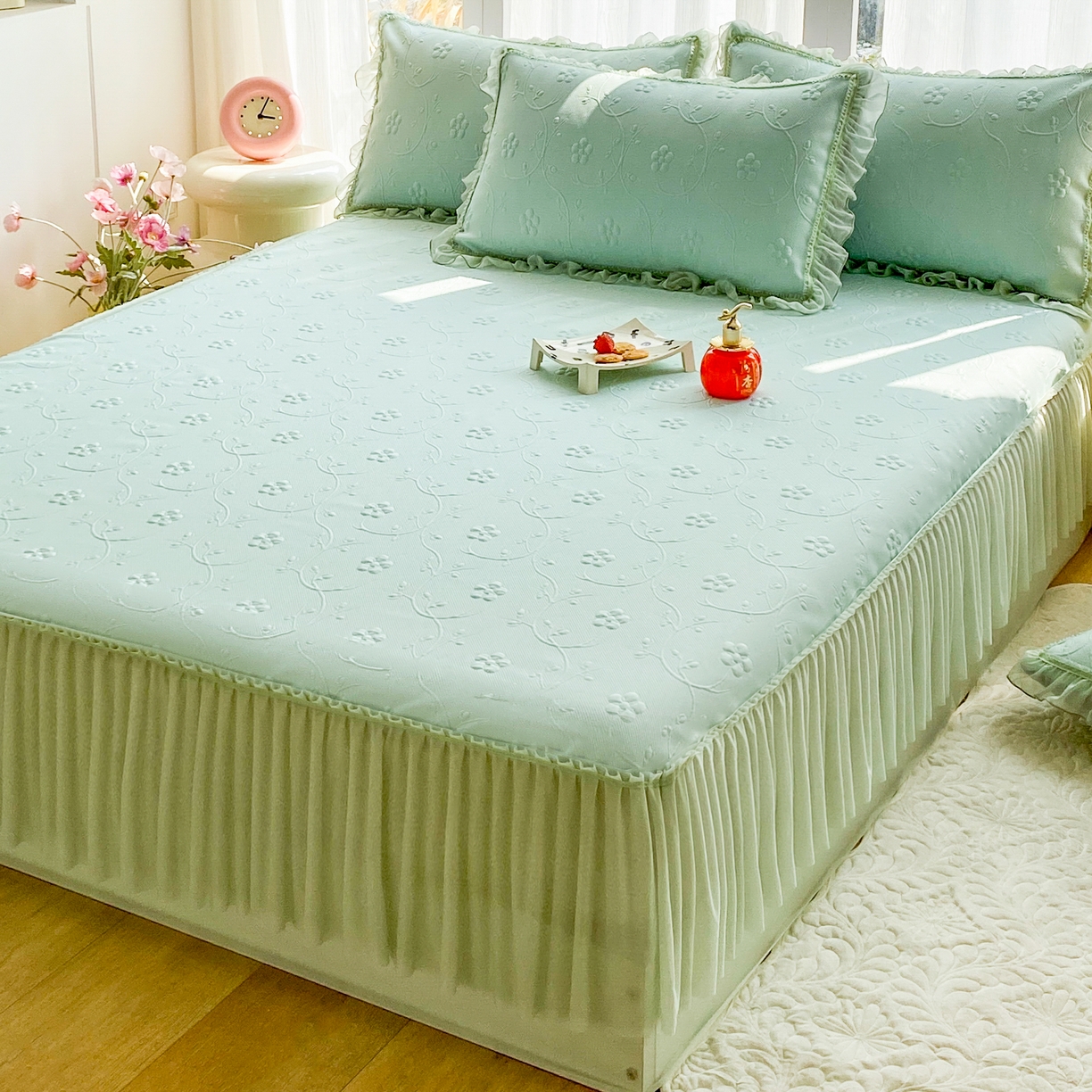 91家纺网 家纺一手货源 找家纺 （总）卡诗兰 2026春夏新款pe中分子凉感床裙凉席席子