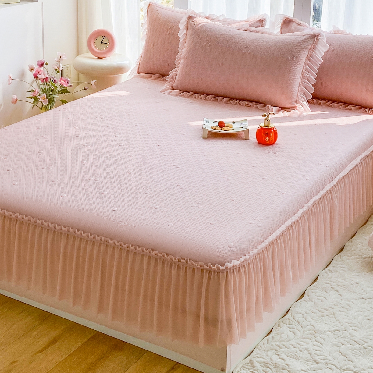 91家纺网 家纺一手货源 找家纺 （总）卡诗兰 2026春夏新款pe中分子凉感床裙凉席席子