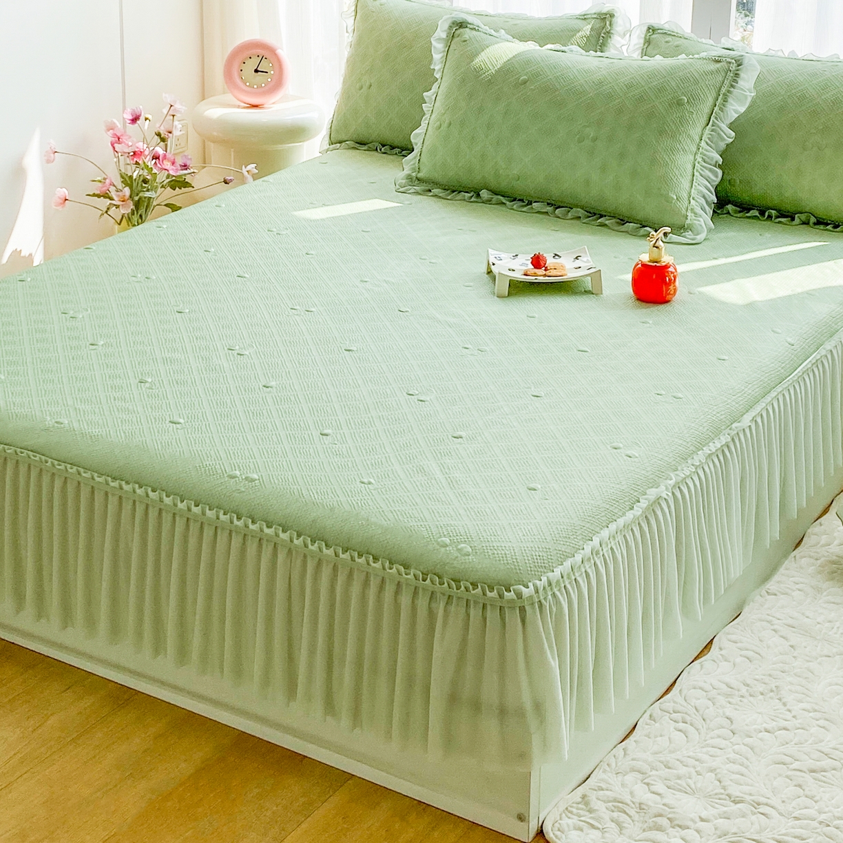 91家纺网 家纺一手货源 找家纺 （总）卡诗兰 2026春夏新款pe中分子凉感床裙凉席席子