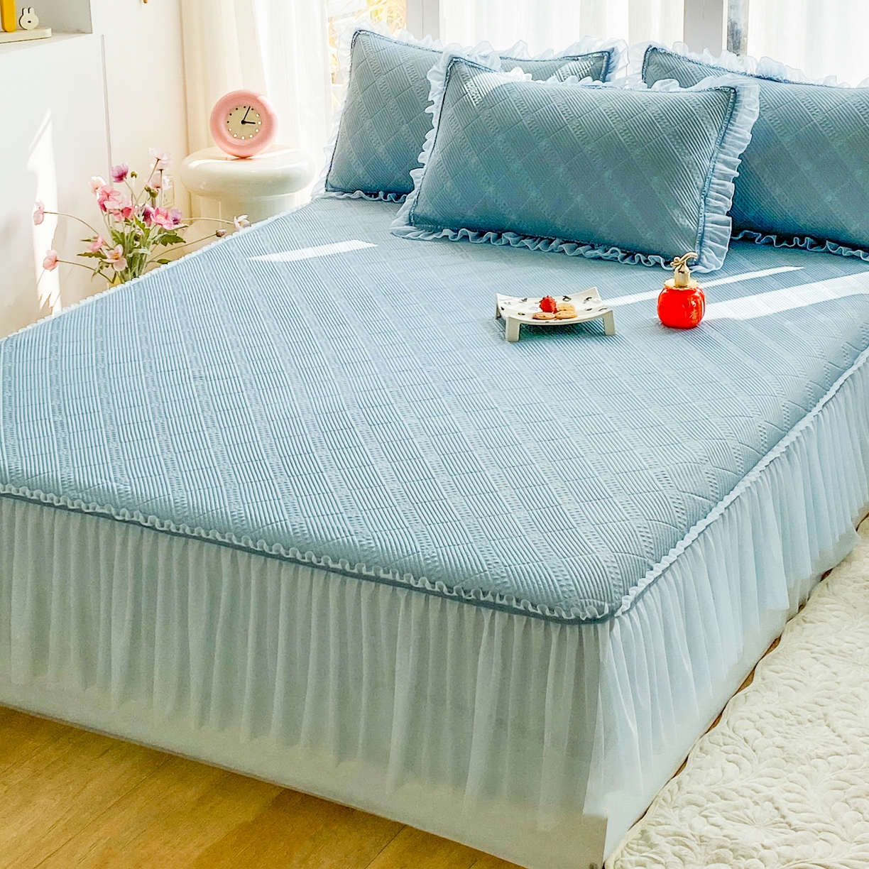 91家纺网 家纺一手货源 找家纺 （总）卡诗兰 2026春夏新款pe中分子凉感床裙凉席席子