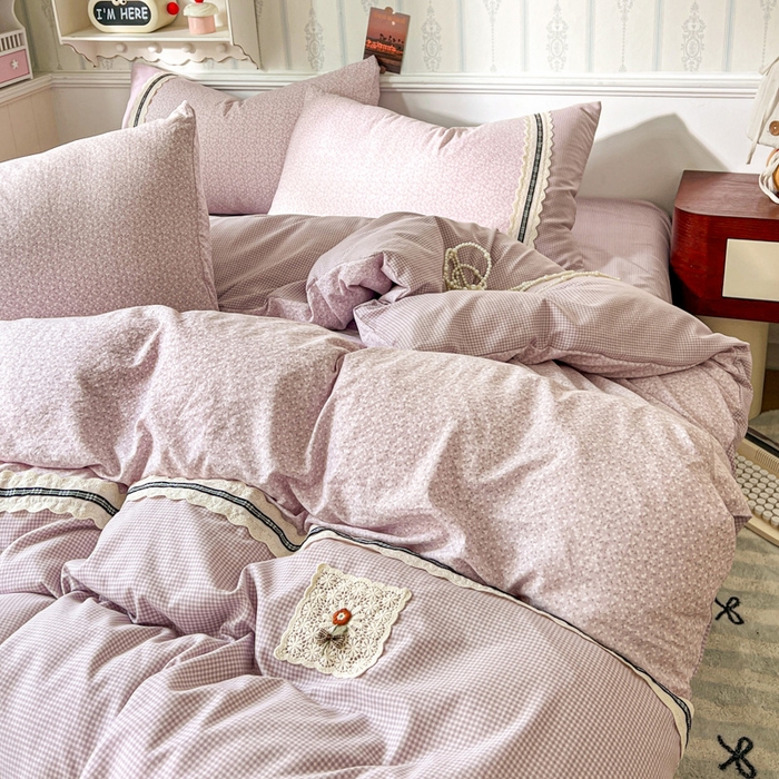 91家纺网 家纺一手货源 找家纺 （总）韩秀家纺 2026新款A类仿棉四件套超柔古法棉水洗棉法式花边床笠四件套（提供买家秀）