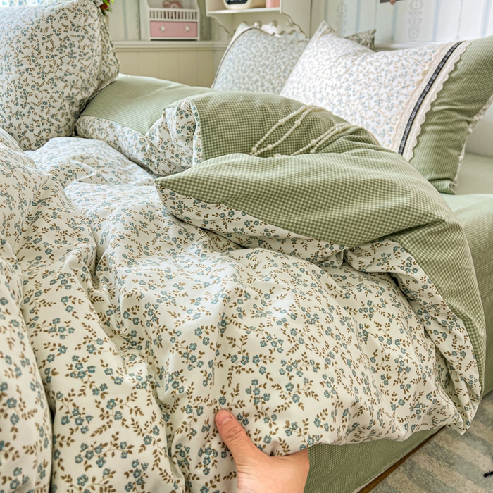 91家纺网 家纺一手货源 找家纺 （总）韩秀家纺 2026新款A类仿棉四件套超柔古法棉水洗棉法式花边床笠四件套（提供买家秀）