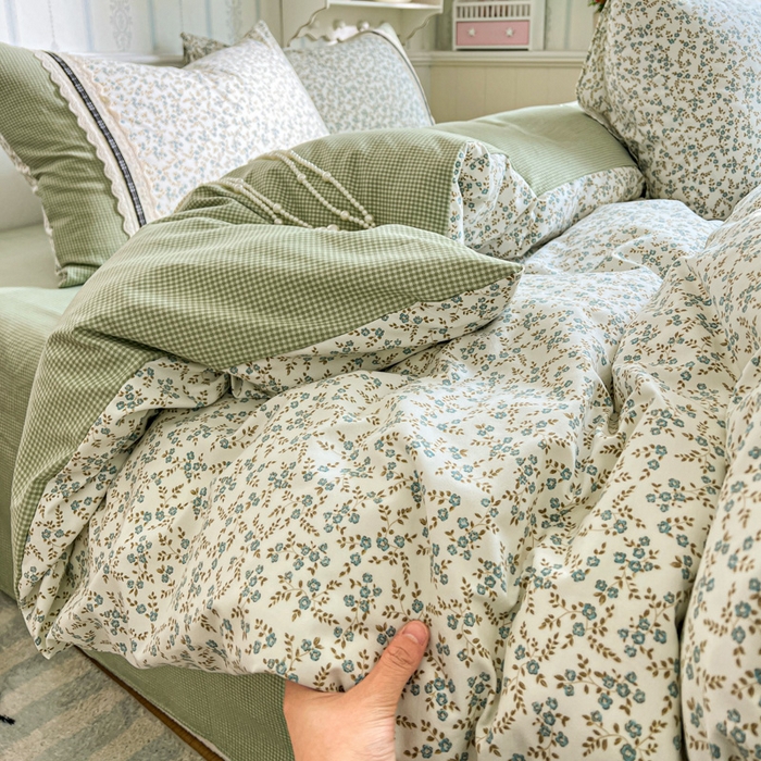 91家纺网 家纺一手货源 找家纺 （总）韩秀家纺 2026新款A类仿棉四件套超柔古法棉水洗棉法式花边床笠四件套（提供买家秀）