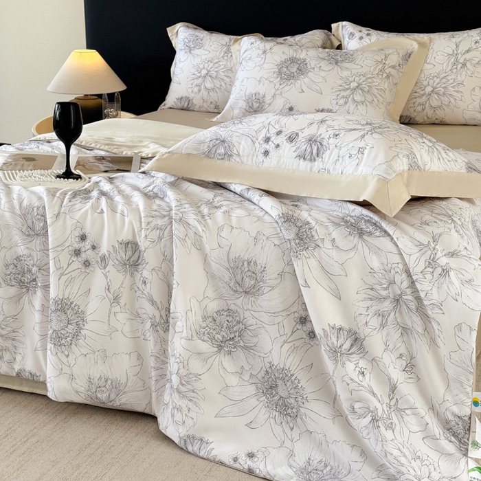 91家纺网 家纺一手货源 找家纺 梵克保罗 2026新款简约莱赛尔夏被夏凉被空调被四件套 墨染疏芳