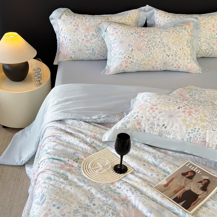 91家纺网 家纺一手货源 找家纺 梵克保罗 2026新款简约莱赛尔夏被夏凉被空调被四件套 星丛