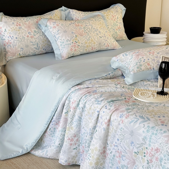 91家纺网 家纺一手货源 找家纺 梵克保罗 2026新款简约莱赛尔夏被夏凉被空调被四件套 星丛