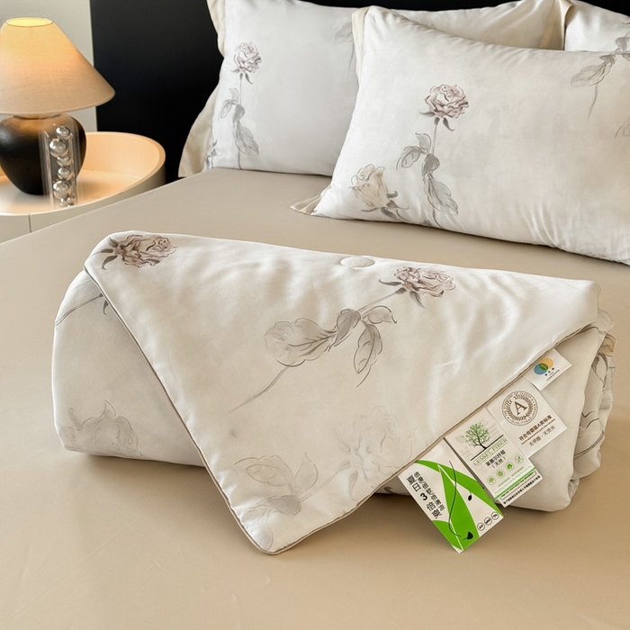 91家纺网 家纺一手货源 找家纺 梵克保罗 2026新款简约莱赛尔夏被夏凉被空调被 玫瑰絮语