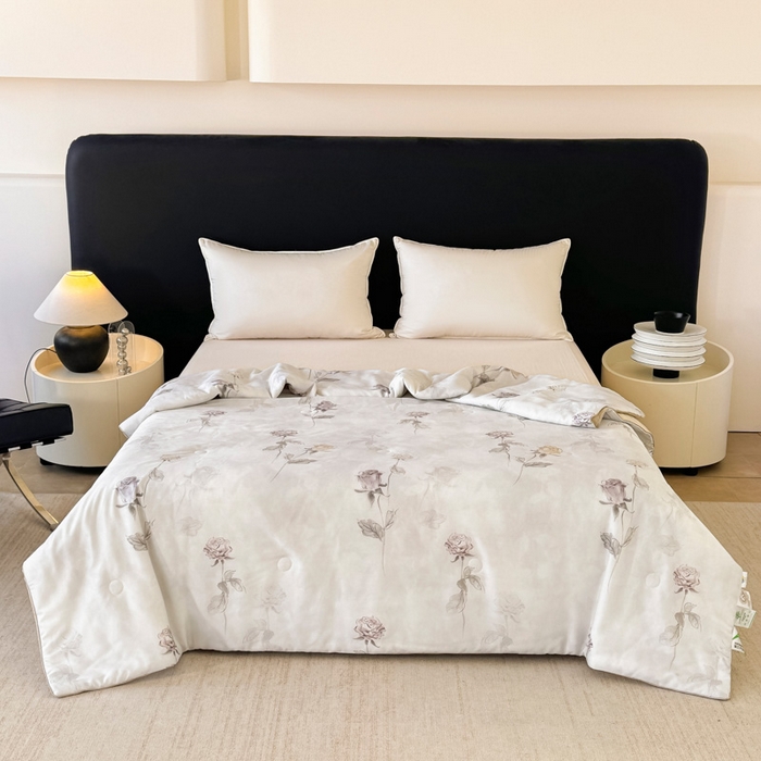 91家纺网 家纺一手货源 找家纺 梵克保罗 2026新款简约莱赛尔夏被夏凉被空调被 玫瑰絮语