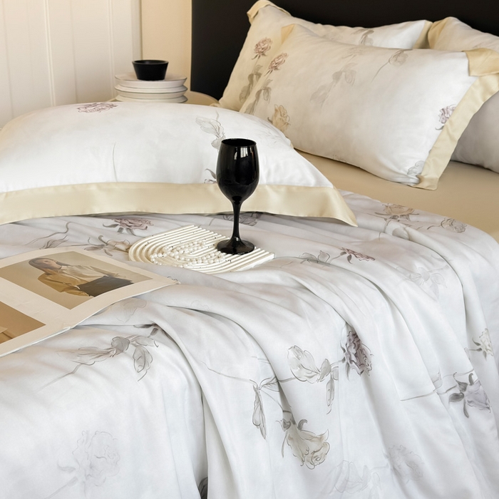 91家纺网 家纺一手货源 找家纺 梵克保罗 2026新款简约莱赛尔夏被夏凉被空调被 玫瑰絮语