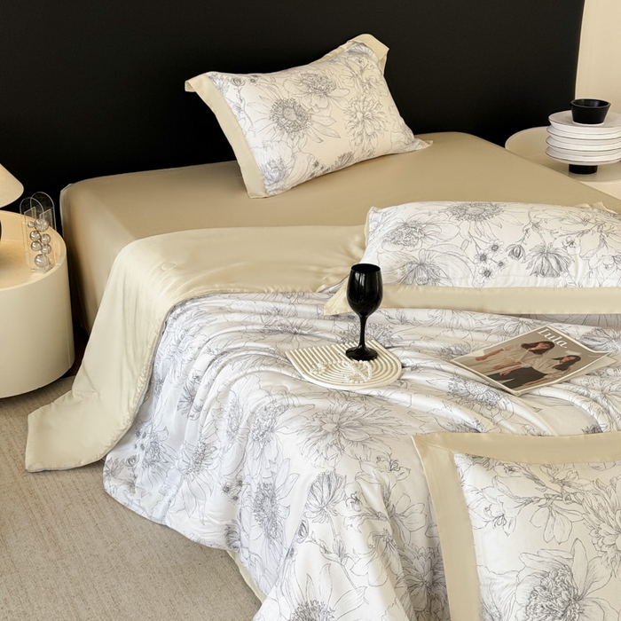 91家纺网 家纺一手货源 找家纺 梵克保罗 2026新款简约莱赛尔夏被夏凉被空调被 墨染疏芳