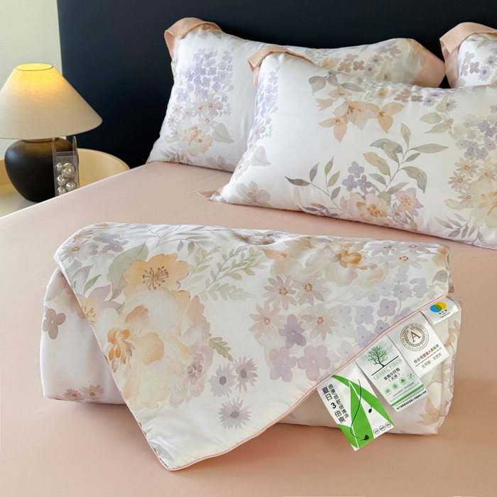 91家纺网 家纺一手货源 找家纺 梵克保罗 2026新款简约莱赛尔夏被夏凉被空调被 雾粉花信