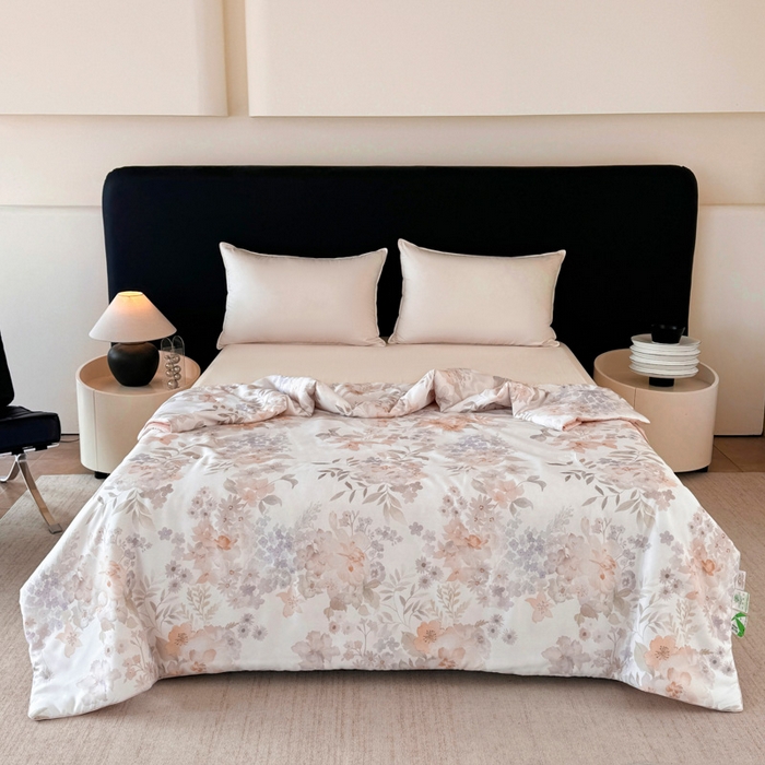 91家纺网 家纺一手货源 找家纺 梵克保罗 2026新款简约莱赛尔夏被夏凉被空调被 雾粉花信