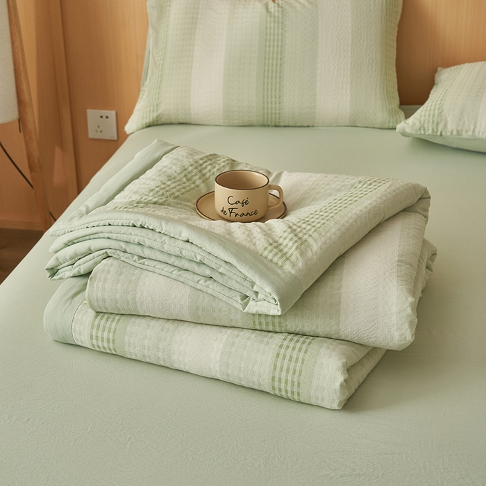 91家纺网 家纺一手货源 找家纺 （总）简如 2026新款色织提花新疆棉花夏凉被四件套-织雅系列