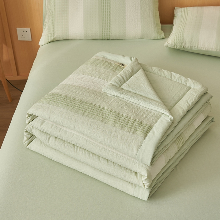 91家纺网 家纺一手货源 找家纺 简如 2026新款色织提花新疆棉花夏凉被四件套-织雅系列 织雅-绿