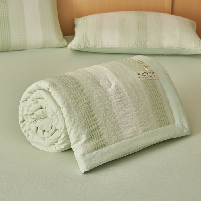 91家纺网 家纺一手货源 找家纺 简如 2026新款色织提花新疆棉花夏凉被四件套-织雅系列 织雅-绿